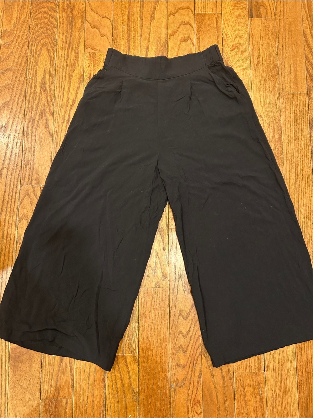 H&M Black Wide-Leg Cropped Palazzo Pants